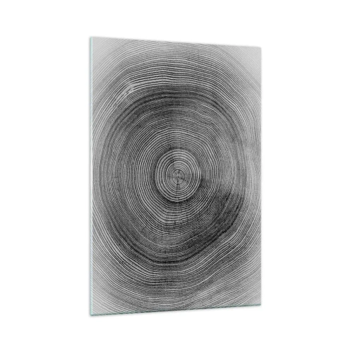 Impression sur verre - Image sur verre - Motif de cernes d'arbre noir et blanc montrant une coupe transversale du tronc - 70x100cm - Signe du temps - Décoration murale moderne pour le salon et la chambre ARTTOR
