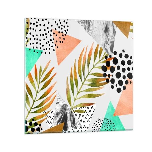 Impression sur verre - Image sur verre - Décoration avec feuille de palmier - 70x70 cm