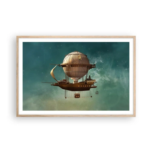 Affiche dans un chêne clair - Poster - Jules Verne vous salue - 91x61 cm
