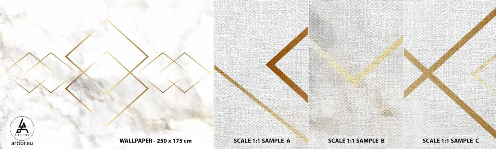 Échantillon de Papier Peint Premium Canvas - Vue à l'infini - Abstraction, Morceau, Marbre - 100x30 cm