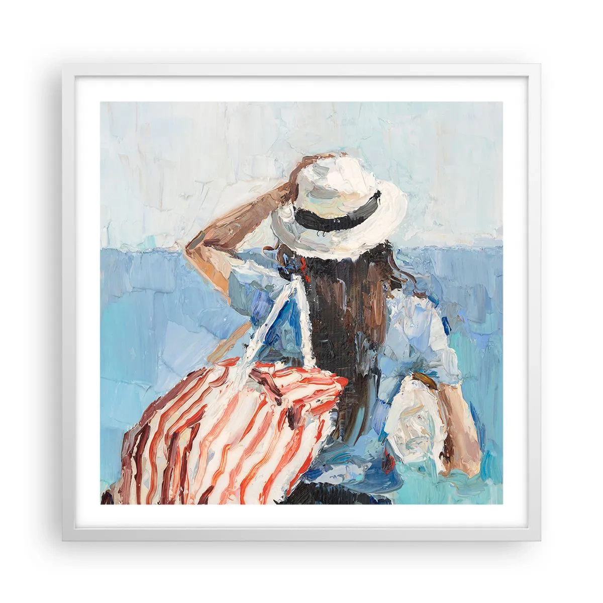 Affiche dans un cadre blanc - Poster - Bienvenue à vos vacances - 60x60 cm