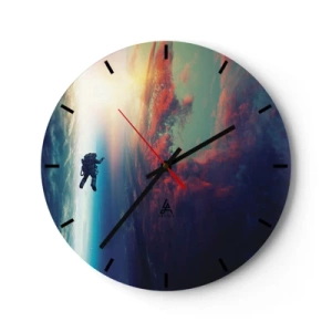 Horloge murale - Pendule murale - Une composition picturale d'abrasions et de structures rouges sur fond blanc - 30x30cm - Affronter l'univers - Décoration murale moderne pour le salon, la cuisine et la chambre ARTTOR