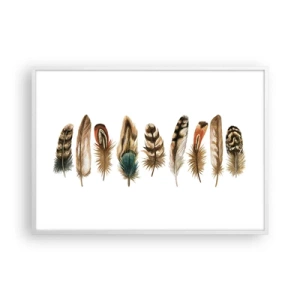 Affiche dans un cadre blanc - Poster - Variation à plumes - 100x70 cm