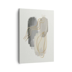 Impression sur toile - Image sur toile - Lignes dorées abstraites sur fond gris - 50x70cm - Durée et mouvement - Décoration murale moderne pour le salon et la chambre ARTTOR