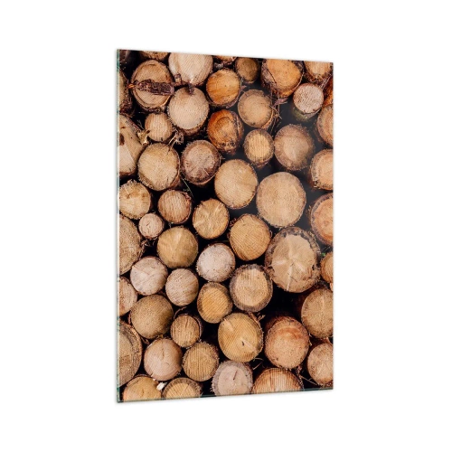 Impression sur verre - Image sur verre - Des tas de troncs d'arbres abattus disposés en harmonie - 70x100cm - Nouveau commencement - Décoration murale moderne pour le salon et la chambre ARTTOR