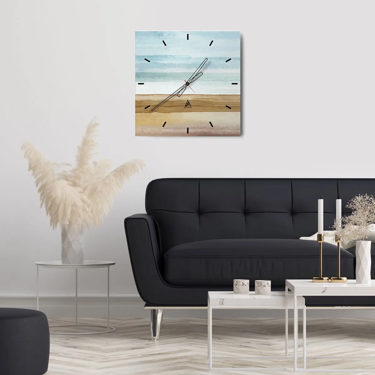 Horloge murale - Pendule murale - Paysage de plage abstrait aux tons pastel - 30x30cm - Réconfort - Décoration murale moderne pour le salon et la chambre ARTTOR