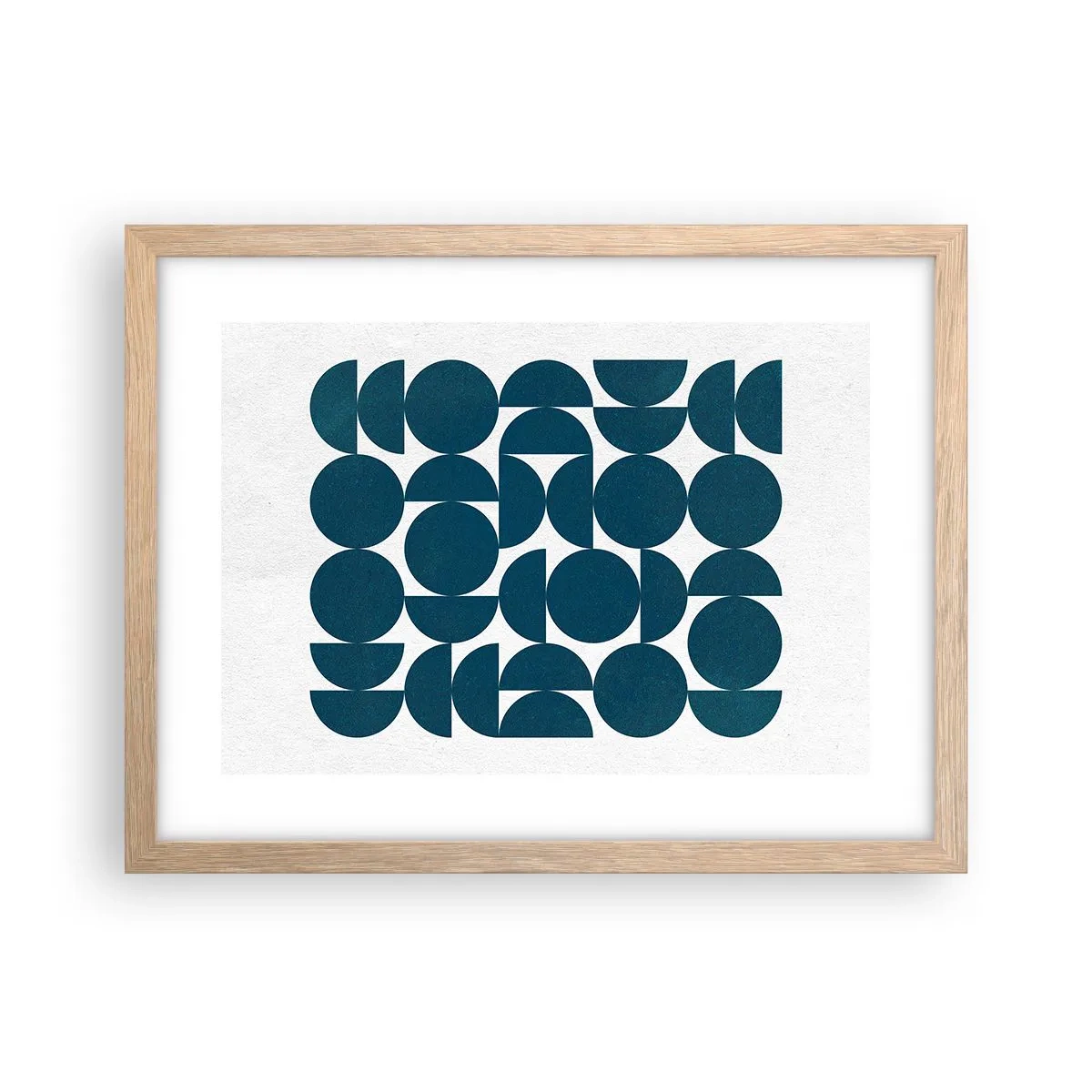 Affiche dans un chêne clair - Poster - Cercles et demi-cercles - 40x30 cm