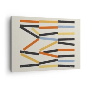 Impression sur toile - Image sur toile - Composition abstraite avec des rectangles colorés et noirs disposés horizontalement - 70x50cm - Composition de niveaux - Décoration murale moderne pour le salon et la chambre ARTTOR