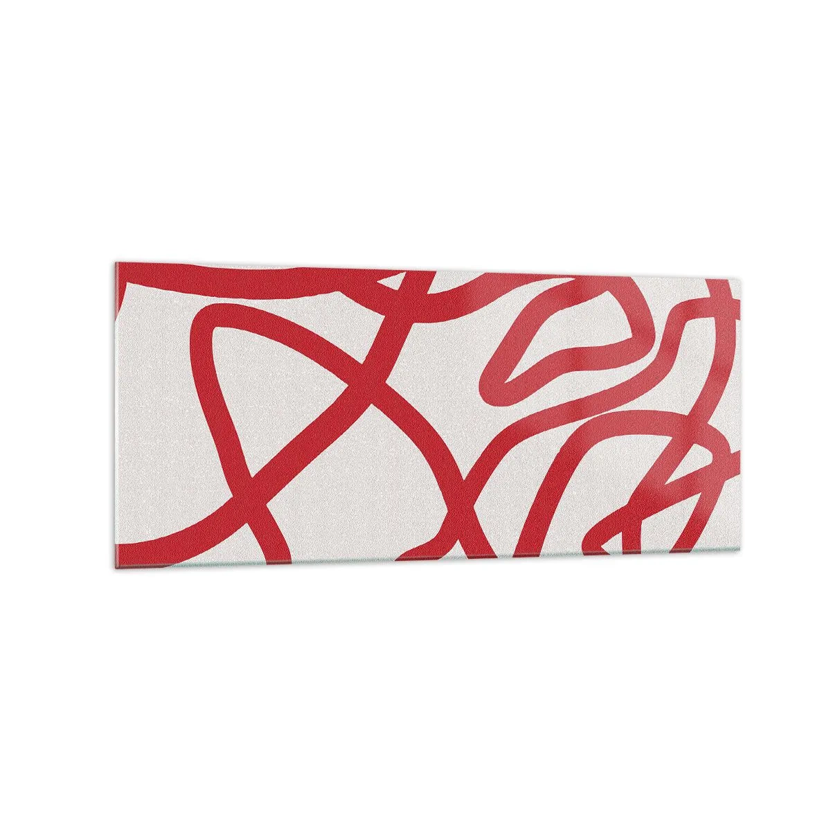 Impression sur verre - Image sur verre - Lignes abstraites rouges sur fond blanc - 120x50cm - Rouge sur blanc - Décoration murale moderne pour le salon et la chambre ARTTOR