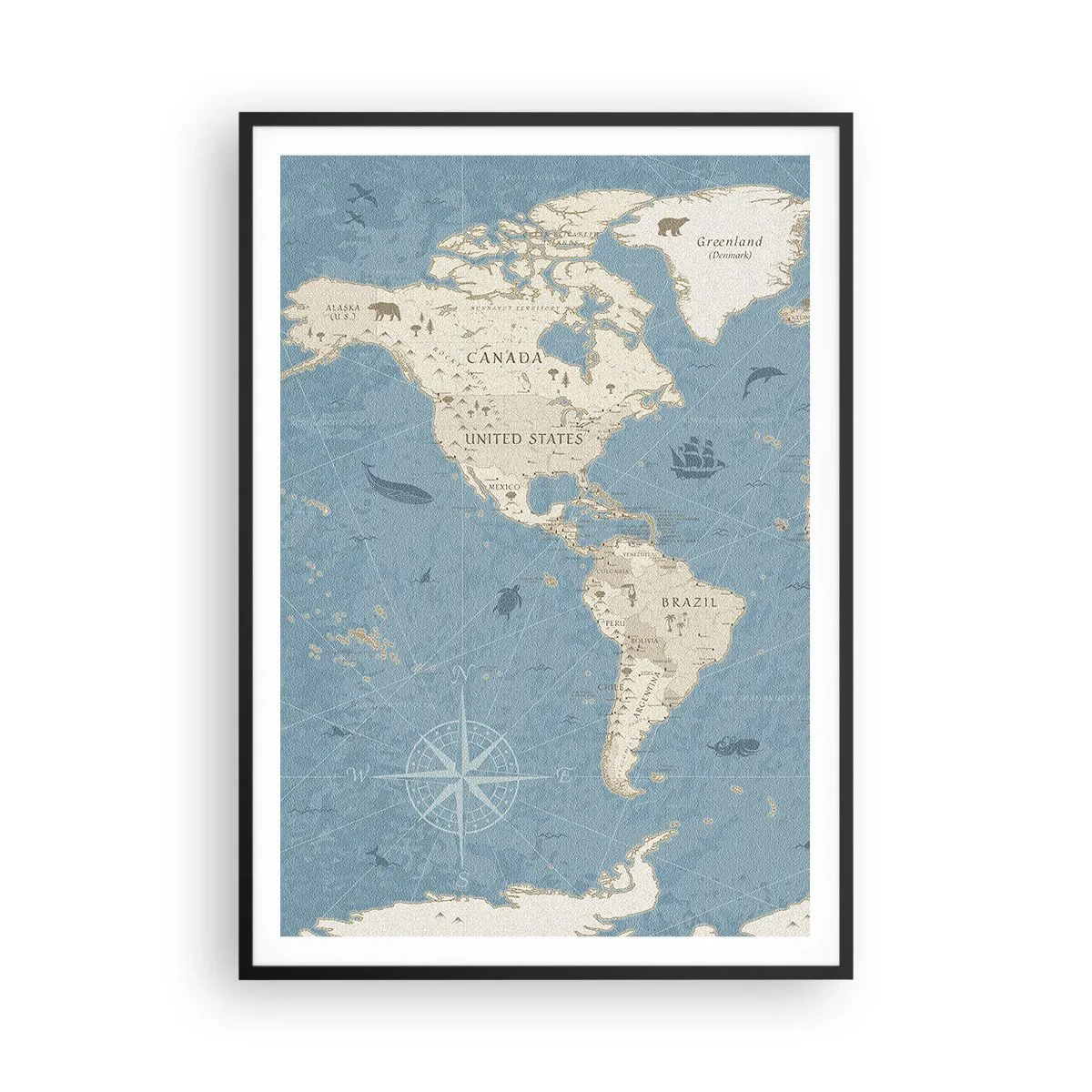 Affiche dans un cadre noir - Poster - Le monde à porter de main - 70x100 cm