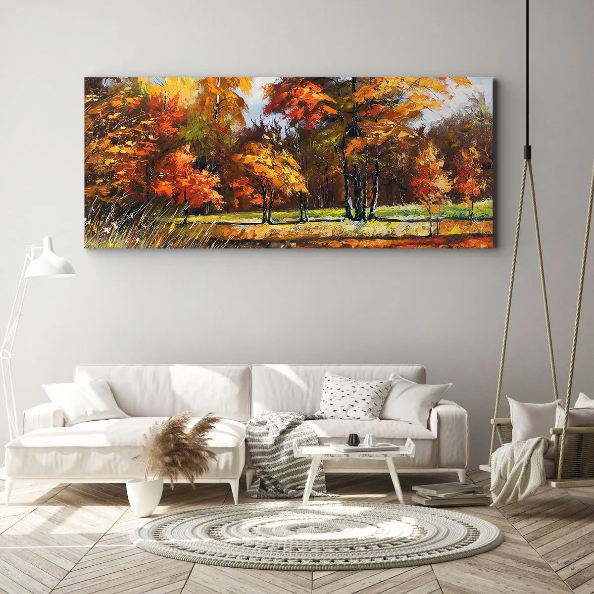 Impression sur toile - Image sur toile - Paysage en or et bronze - 90x30 cm