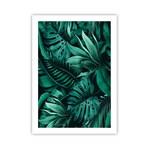 Affiche - Poster - Feuilles tropicales dans des tons de vert - 50x70cm - Profondeur du vert tropical - Décoration murale moderne pour le salon et la chambre ARTTOR