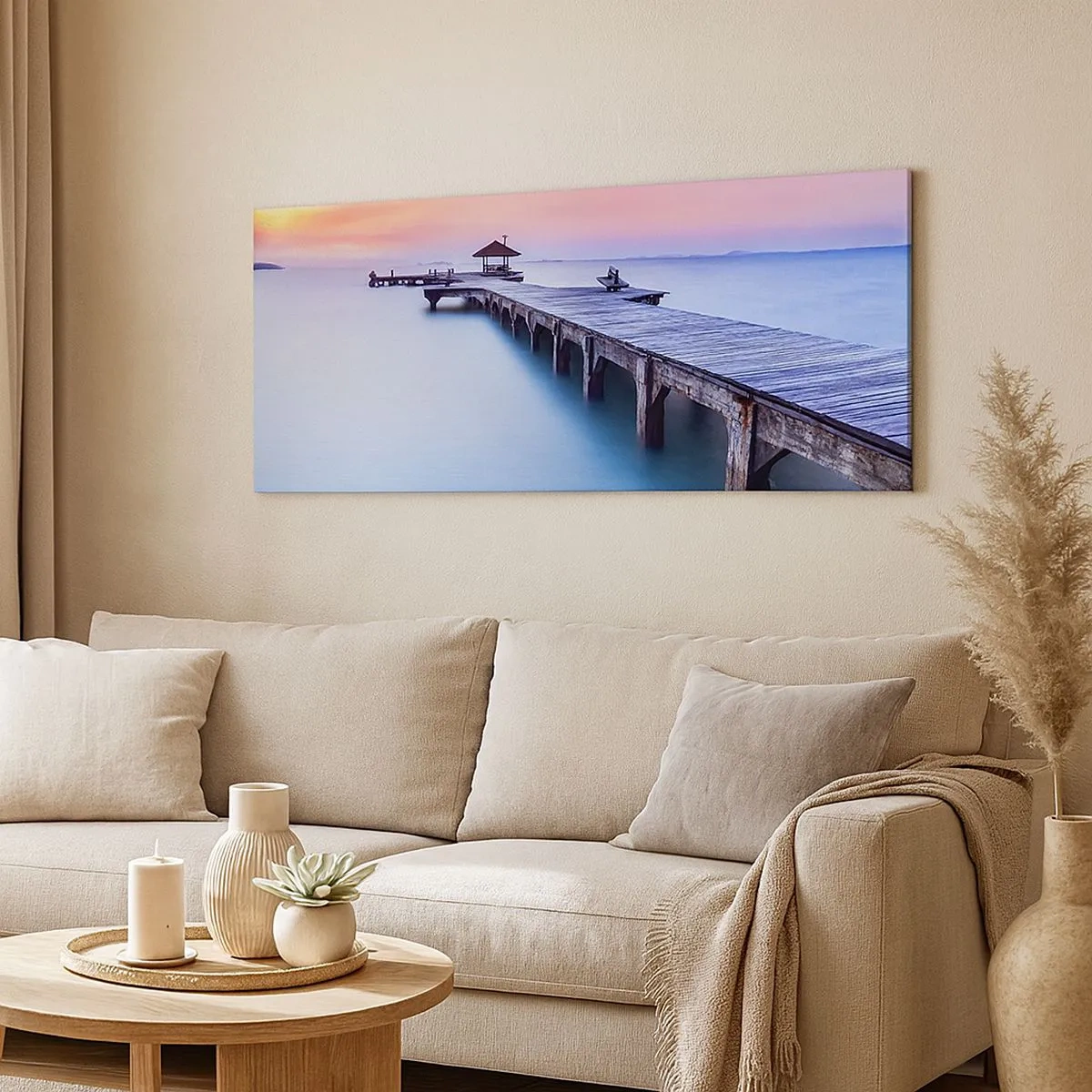 Impression sur toile - Image sur toile - Une mer de calme jusqu'à l'horizon - 100x40 cm