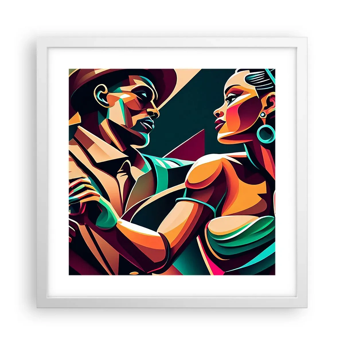 Affiche dans un cadre blanc - Poster - Au rythme du coeur - 40x40 cm