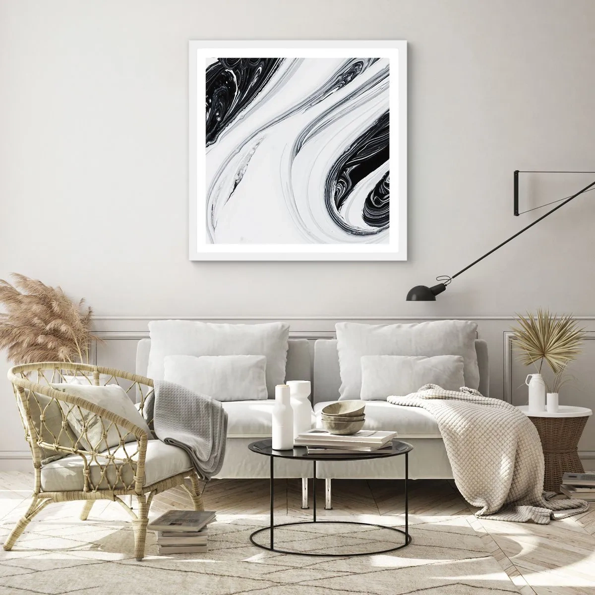 Affiche dans un cadre blanc - Poster - Une combinaison d'opposés - 40x40 cm