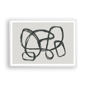 Affiche dans un cadre blanc - Poster - Abstraction en boucle - 100x70 cm
