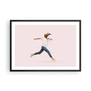 Affiche dans un cadre noir - Poster - Une figure surréaliste avec une tête de canard en mouvement - 70x50cm - Une pincée d'absurdité - Décoration murale moderne pour le salon et la chambre ARTTOR