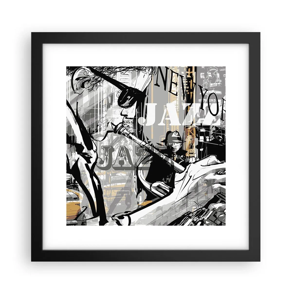 Affiche dans un cadre noir - Poster - Au rythme de New York - 30x30 cm