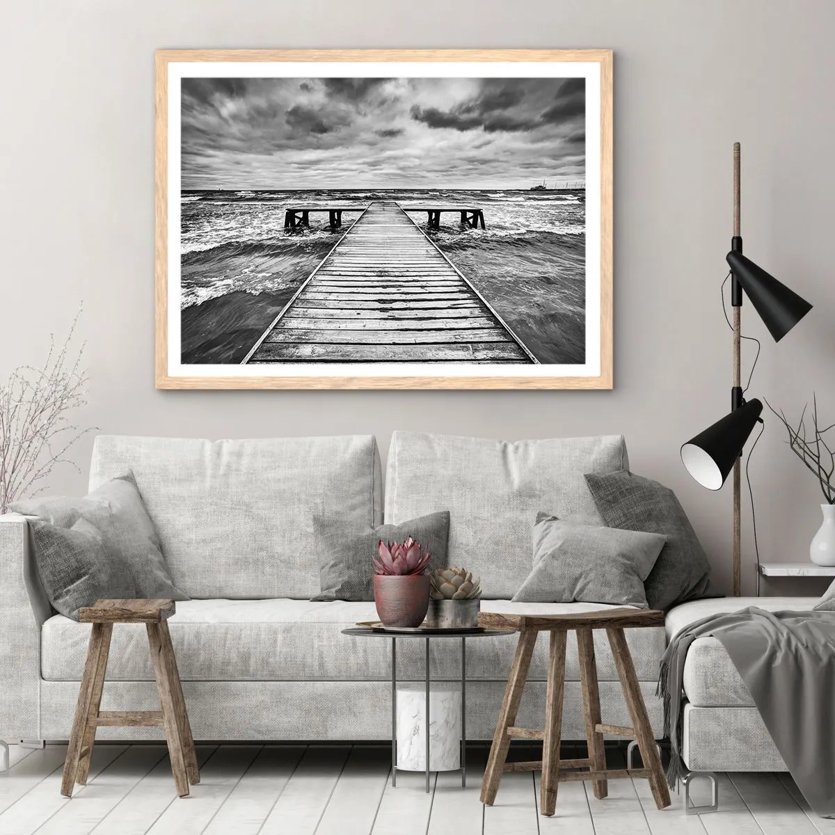 Affiche dans un chêne clair - Poster - J'attends que le vent, ça le chassera... - 91x61 cm