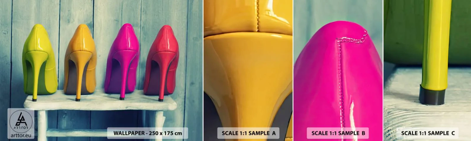 Échantillon De Papier Peint Standard Eco - Promenade sur l'arc-en-ciel - Mode, Femme, Chaussures de femme - 100x30 cm