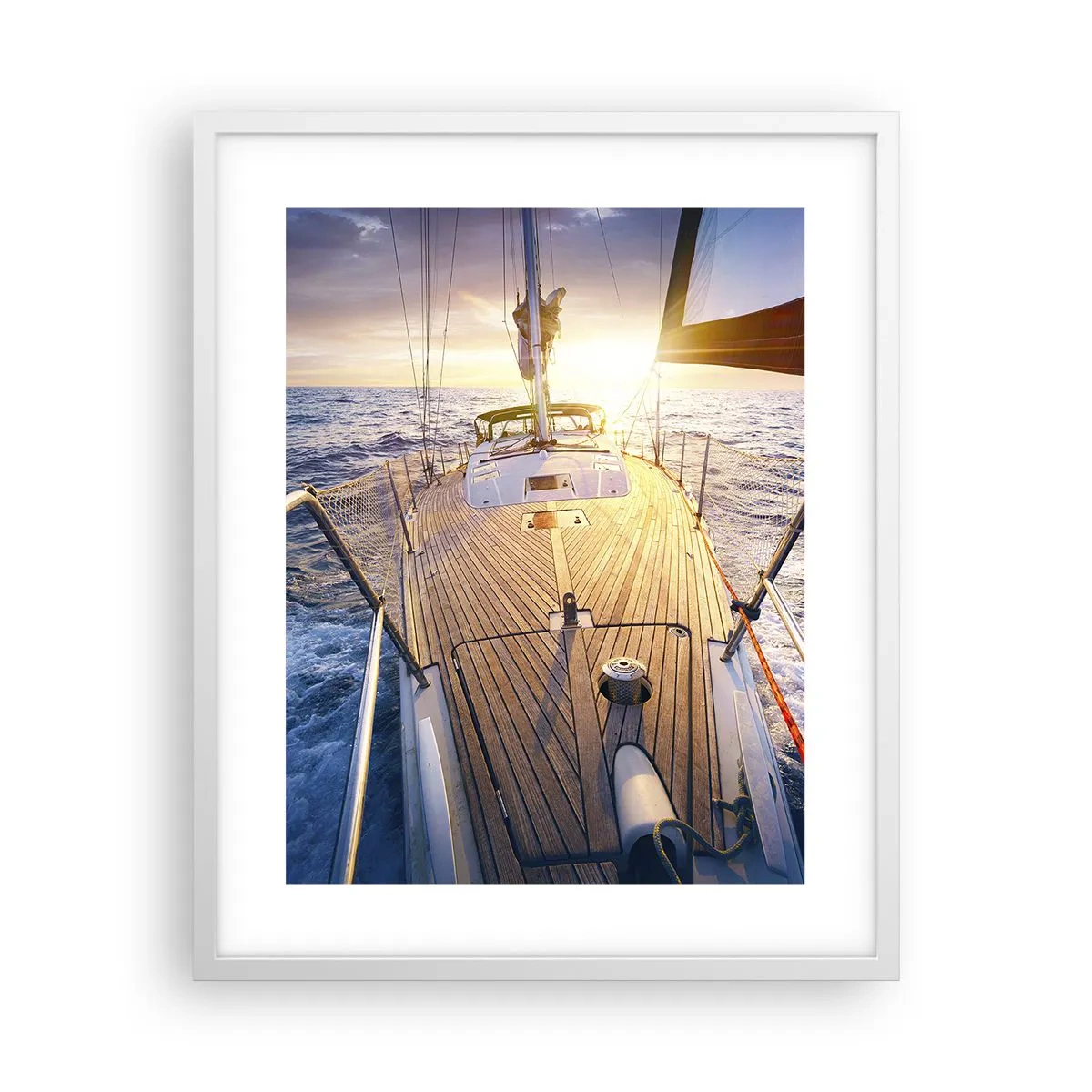 Affiche dans un cadre blanc - Poster - Courir sur les vagues - 40x50 cm