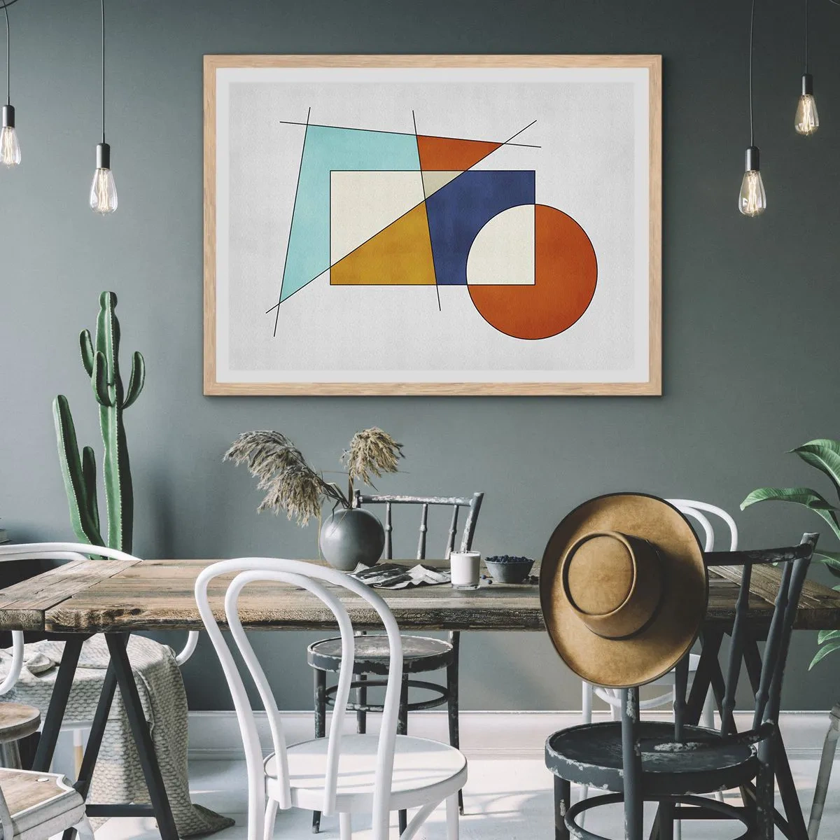 Affiche dans un chêne clair - Poster - Abstraction : plaisir moderniste - 40x30 cm