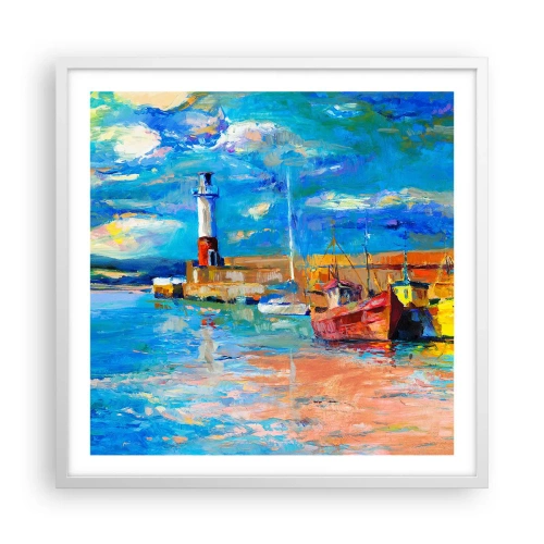 Affiche dans un cadre blanc - Poster - Un après-midi dans la baie arc-en-ciel - 60x60 cm