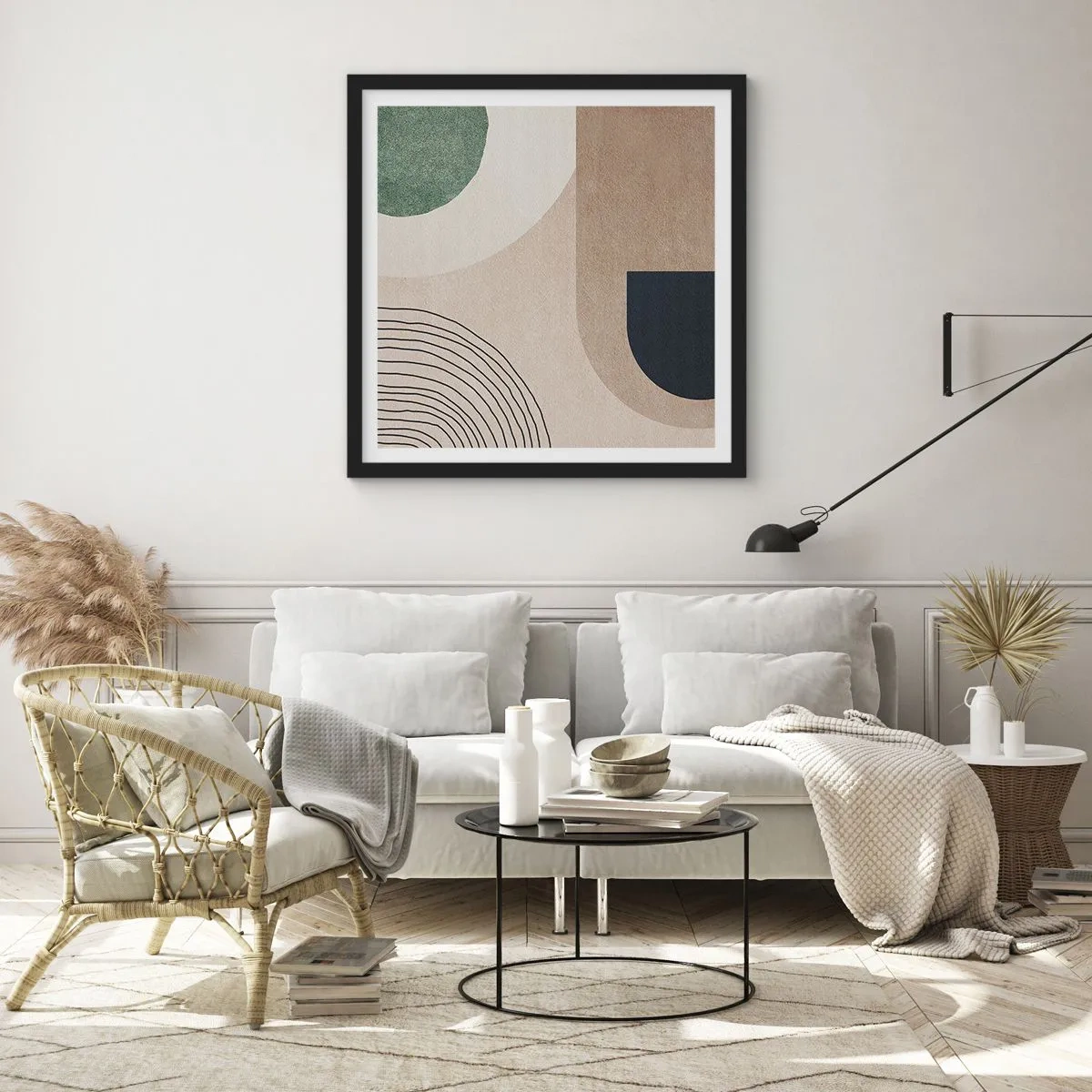 Affiche dans un cadre noir - Poster - La douceur de l'ovale - 60x60 cm