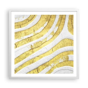 Affiche dans un cadre blanc - Poster - Composition en blanc et or - 60x60 cm