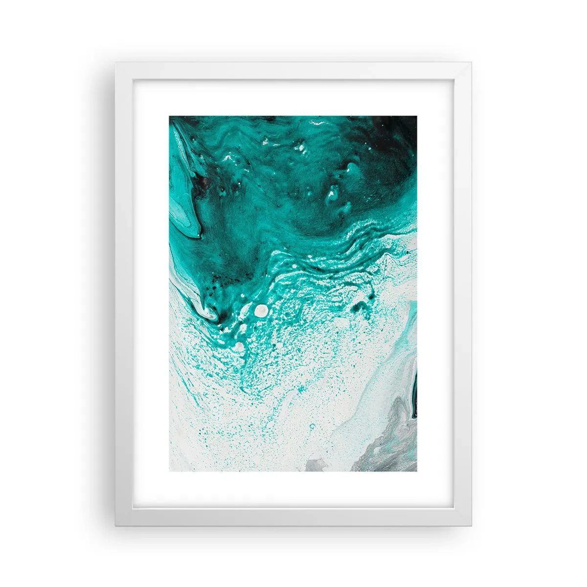 Affiche dans un cadre blanc - Poster - Se fondre dans le bleu et le turquoise - 30x40 cm