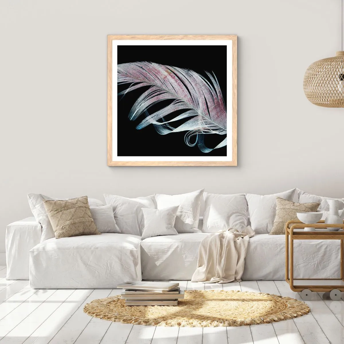 Affiche dans un chêne clair - Poster - Pensez au toucher - 30x30 cm