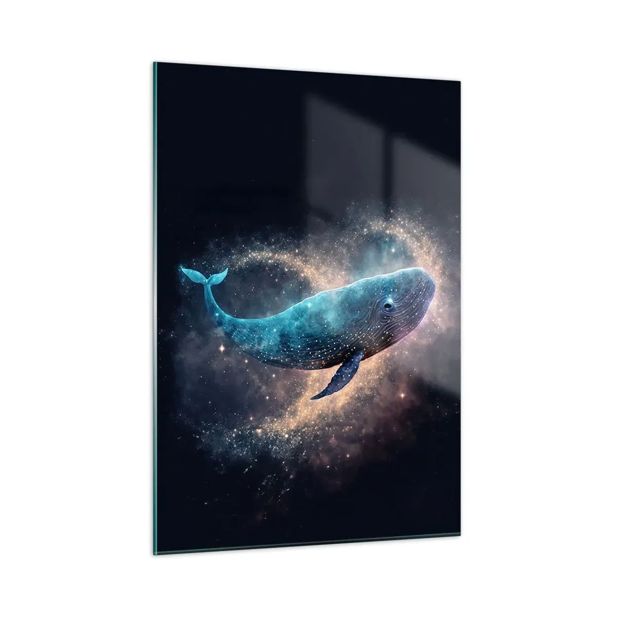 Impression sur verre - Image sur verre - Baleine bleue flottant dans la galaxie - 50x70cm - Un tel monde existe… - Décoration murale moderne pour le salon et la chambre ARTTOR