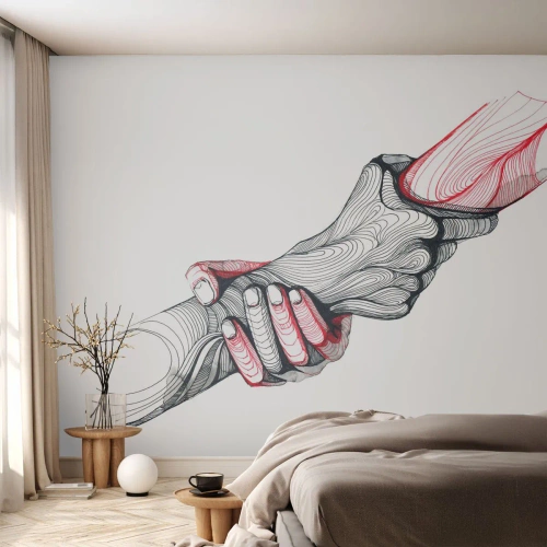 Papier Peint Photo Premium Sand - Vous êtes entre de bonnes mains - Abstraction, Personnes, Main - 200x140 cm