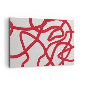 Impression sur toile - Image sur toile - Lignes abstraites rouges sur fond blanc - 120x80cm - Rouge sur blanc - Décoration murale moderne pour le salon et la chambre ARTTOR