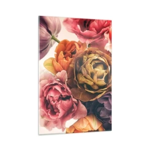 Impression sur verre - Image sur verre - Un bouquet de fleurs variées aux couleurs intenses - 80x120cm - La fête de la vie - Décoration murale moderne pour le salon et la chambre ARTTOR
