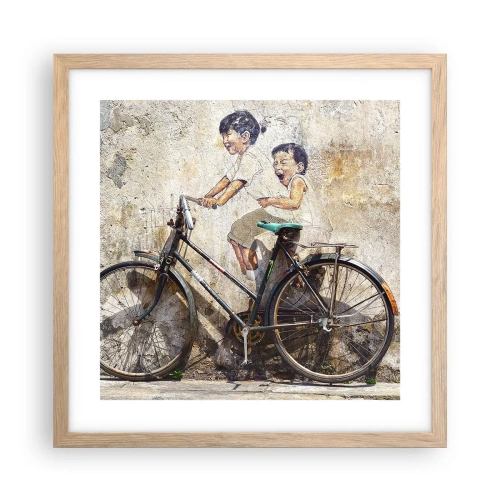 Affiche dans un chêne clair - Poster - Vrai ou faux? - 40x40 cm