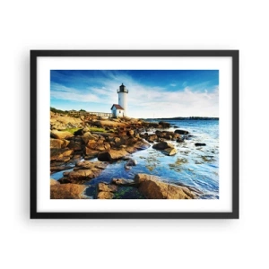 Affiche dans un cadre noir - Poster - Revenez heureux, j'attends - 50x40 cm