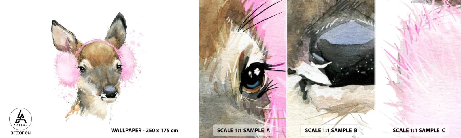 Échantillon de Papier Peint Autocollant Deluxe Sticker - Et le gel n'effraie plus - Pour les enfants, Chevreuil, Graphique - 100x30 cm