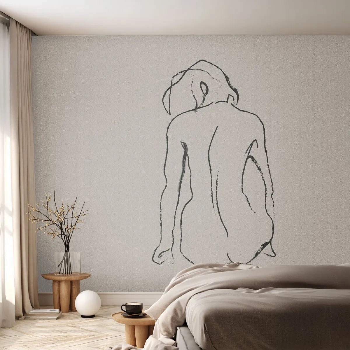 Papier peint sur mesure Premium Sand - Femme nue - Acte, Doubler, Dessin