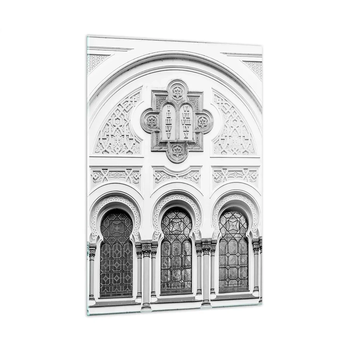Impression sur verre - Image sur verre - La façade d'un bâtiment historique avec des fenêtres et des détails décoratifs - 50x70cm - À la frontière des cultures - Décoration murale moderne pour le salon et la chambre ARTTOR