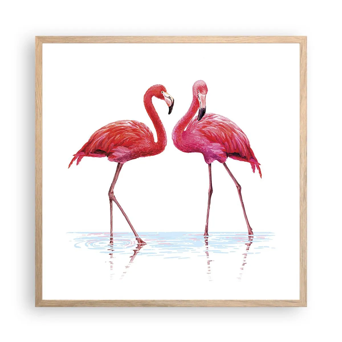 Affiche dans un chêne clair - Poster - Rendez-vous rose - 60x60 cm