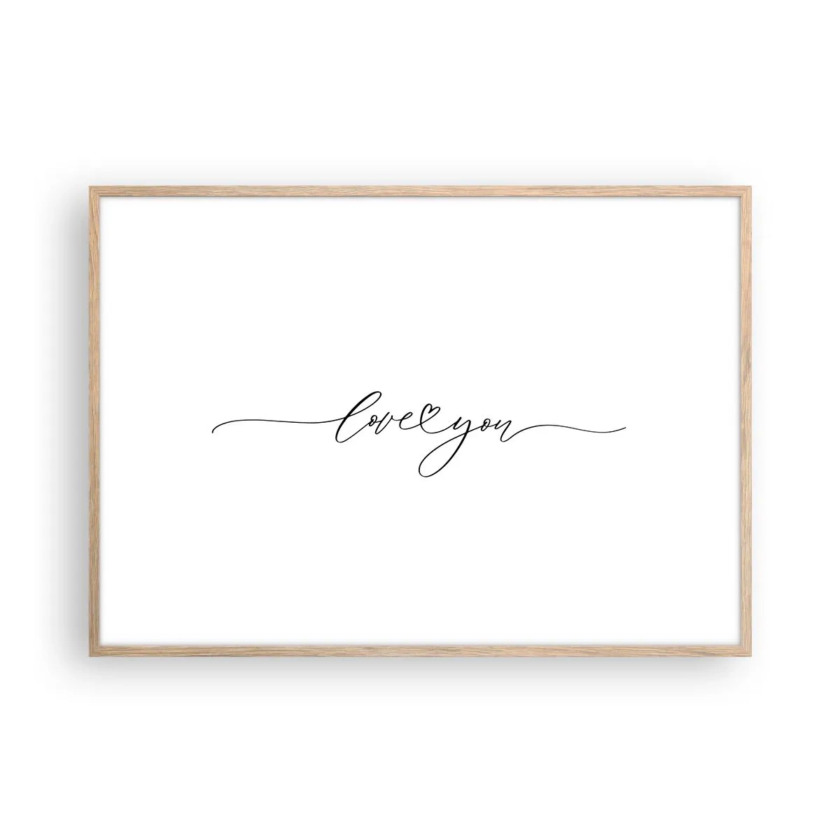 Affiche dans un chêne clair - Poster - Noir sur blanc - 100x70 cm