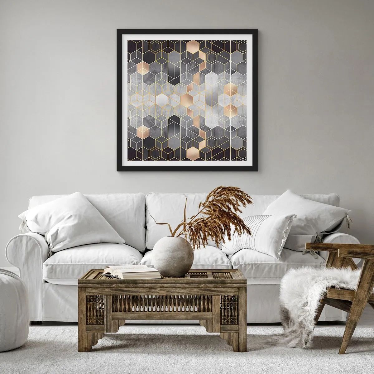 Affiche dans un cadre noir - Poster - Composition de diamants - 50x50 cm