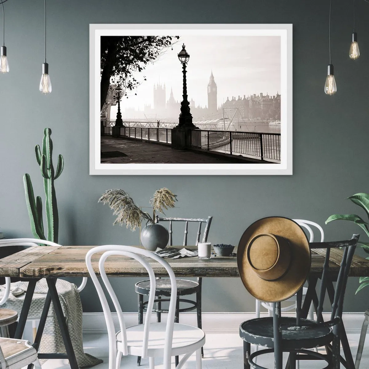 Affiche dans un cadre blanc - Poster - Un matin londonien - 91x61 cm