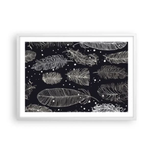 Affiche dans un cadre blanc - Poster - Toile de plumes - 70x50 cm