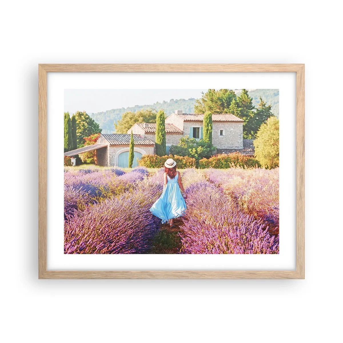 Affiche dans un chêne clair - Poster - Fille de la lavande - 50x40 cm