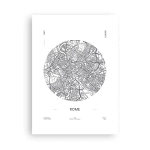 Affiche - Poster - Une carte minimaliste de Rome en noir et blanc. - 50x70cm - Anatomie de Rome - Décoration murale moderne pour le salon et la chambre ARTTOR