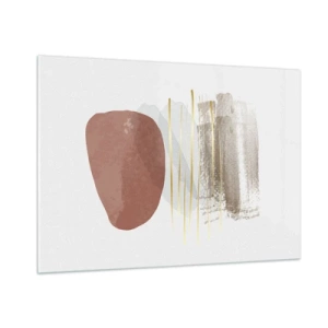 Impression sur verre - Image sur verre - Abstraction minimaliste aux formes beiges et brunes - 100x70cm - Colonnade abstraite - Décoration murale moderne pour le salon et la chambre ARTTOR