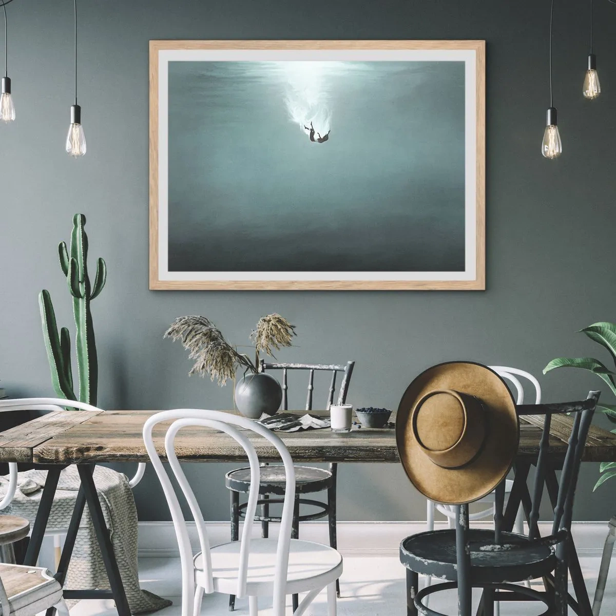 Affiche dans un chêne clair - Poster - Dans les bras de l'océan - 70x50 cm