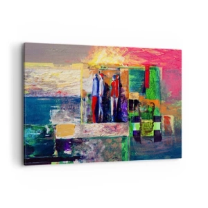 Impression sur toile - Image sur toile - Composition abstraite avec des figures et des motifs géométriques - 100x70cm - Relations et émotions - Décoration murale moderne pour le salon et la chambre ARTTOR